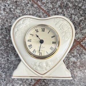 Lenox Heart-Shaped Wall Clock with Gold and Cream Details